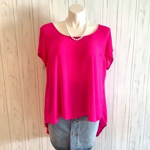 Torrid Hot Pink Crew Neck Strappy Blouse 1X
